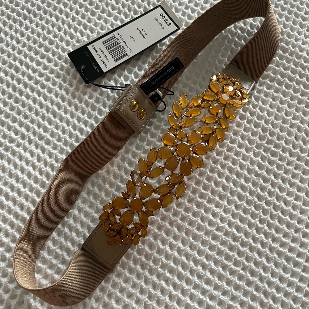 BCBG Golden Jewel Embellished Women's Belt, Size M